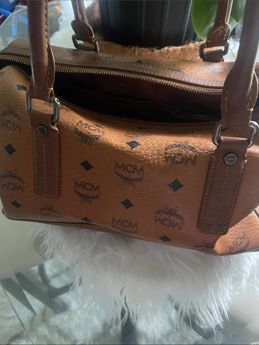 MCM satchel cognac